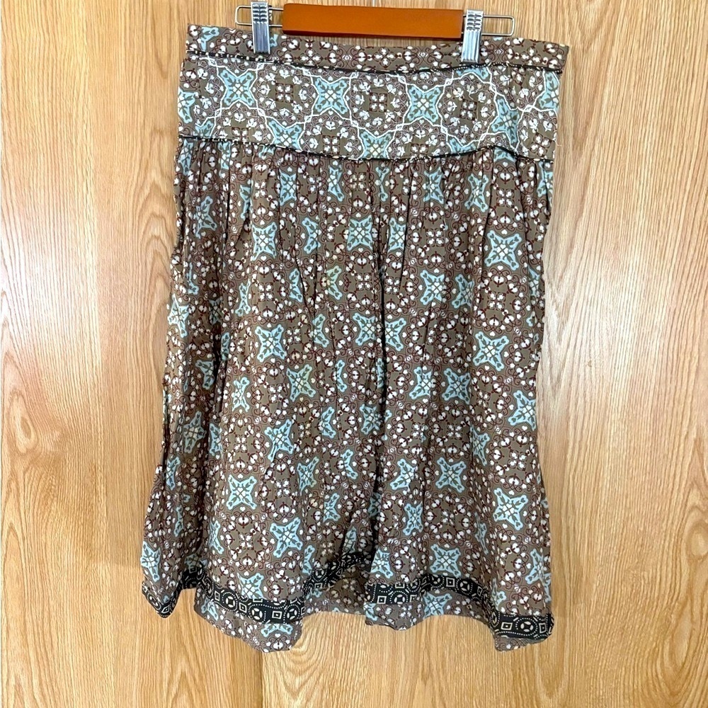 Banana Republic Floral Embroidered Tan/ Turquoise Skirt